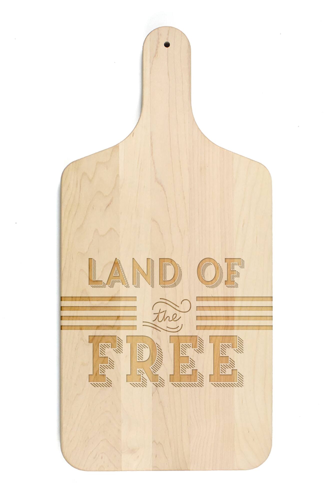 17" Land of the Free Stripe Maple Paddle Cutting Board